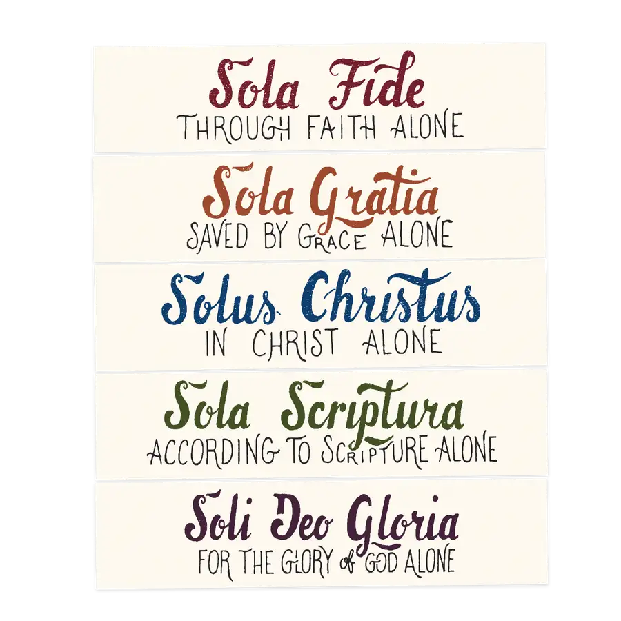 Five Solas Hand Lettered Bookmark Set